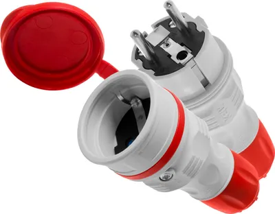 Zdjęcie produktu dla Zestaw przyłączeniowy z wtykiem WT-54 i złączem GN-44, 250 V, wtyk z uziemieniem, kolor szaro-czerwony