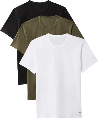 Productafbeelding van Calvin Klein heren T-shirt met korte mouwen, ronde hals, 3-pack, model Lv00Nb4185, zwart met witte opdruk
