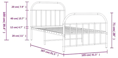 Produktbild von vidaXL Bettgestell mit Kopf- und Fußteil Metall Schwarz 100x200 cm