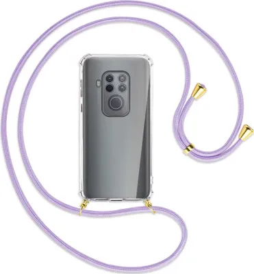 Produktbild von Handykette Backcover-Schutzhülle mit Band (Metall goldfarben) für Motorola One Zoom, One Pro - violett