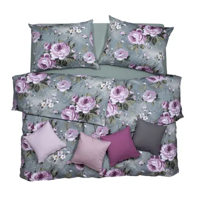 Obrázek produktu pro SCANquilt povlečení SATÉN DESIGN stella zelenorůžová 100% dlouhovlákná česaná bavlna 140 x 200/70 x 90 cm
