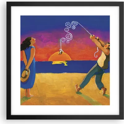 Produktbild von Gerahmtes Poster - Schwarzer Rahmen - Symbol Liebe Surrealismus - 40x40 cm - Wand Bild - Wanddeko - Wandbilder - Kunstposter - Wandposter - Bilderrahmen - Bilder - Kunstdruck - P2BAC40x40-4411
