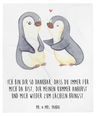 Produktbild von Mr. & Mrs. Panda Sofadecke Pinguine trösten - Weiß - Geschenk, für Frauen, Freundin, Decke, Valentinstag, Tagesdecke, Wohndecke, Kuscheldecke, Hochzeitstag, Jahrestag