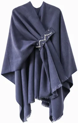 Productafbeelding van Omkeerbare, oversized poncho voor dames, met een elegante gebreide stijl