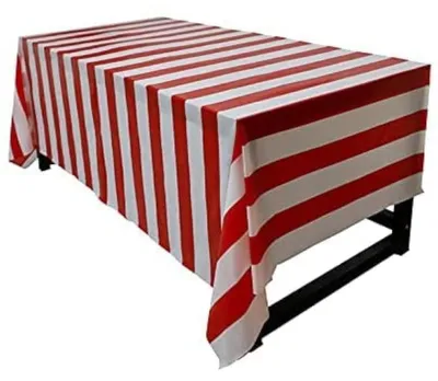 Immagine prodotto di Tovaglia rettangolare, rosso e bianco, in plastica PVC, dimensioni 137x274 cm