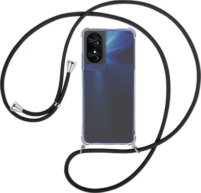 Produktbild von Handykette Backcover-Schutzhülle mit Band (Metall silberfarben) für TCL 50 SE 4G - schwarz