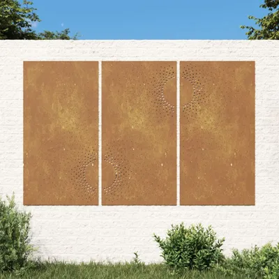Produktbild von [Home] 3-tlg. Garten-Wanddeko 105x55 cm Cortenstahl Sonnen-Design , Neue Mode 2024 im häuslichen Leben