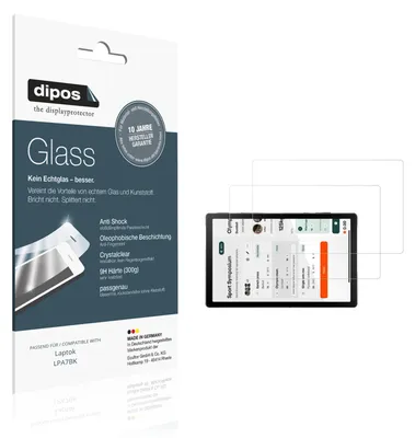 Produktbild von 2x Schutzfolie für Laptok LPA7BK - Anti-Shock 9H Folie dipos Glass Kunststoffglas
