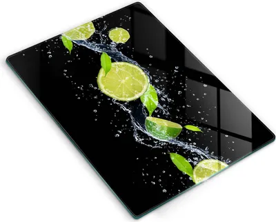 Produktbild von Abdeckung Glas - Küchenabdeckung - 40x52 cm - Abdeckplatte - Saftige Limetten in Wasser