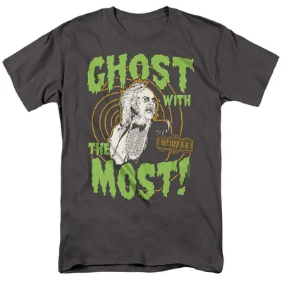 Immagine prodotto di Maglietta "Ghost With The Most" ispirata a Beetlejuice, unisex, taglia L, colore antracite (TV38438), productTiles.product.images.aiGenerated