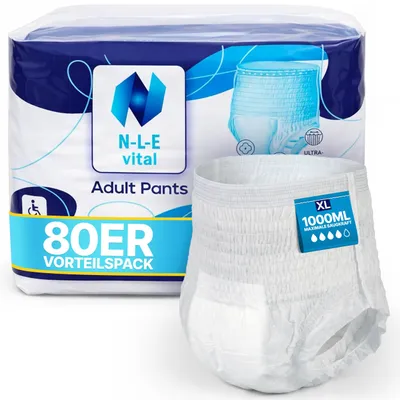Immagine prodotto di Pantaloni assorbenti per adulti, taglia XL, confezione da 80 pezzi