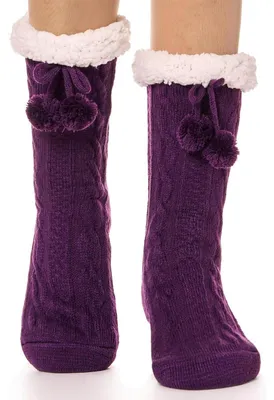 Produktbild von Kuschelsocken Damen Stoppersocken Rutschfest Hüttensocken Lila Größe 37-43