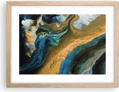 Produktbild von Gerahmtes Poster - Rahmen in heller Eiche - Abstraktion verschüttet Gold - 40x30 cm - Wand Bild - Wanddeko - Wandbilder - Kunstposter - Wandposter - Bilderrahmen - Bilder - P2NAA40x30-4431
