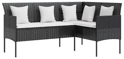 Produktbild von vidaXL 5-tlg. Sofagarnitur in L-Form mit Kissen Poly Rattan Schwarz