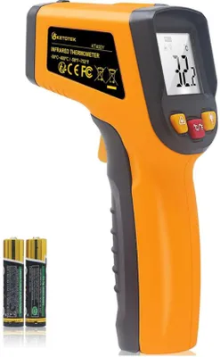 Image de KETOTEK Thermomètre infrarouge, Pyromètre IR numérique, -50°C à 400°C, sans contact, idéal pour la cuisine, le barbecue et l'industrie.
