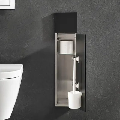 Produktbild von emco asis module pure WC-Modul, 2-teilige Holzfront, Unterputz, Anschlag rechts, 730x170mm, mit Reserverollenfach, 975551401