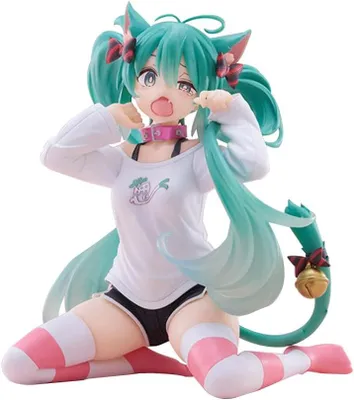 Produktbild von Hatsune Miku Sitzende Katzenmädchen Figur – Niedliche PVC Anime Sammelfigur für Fans