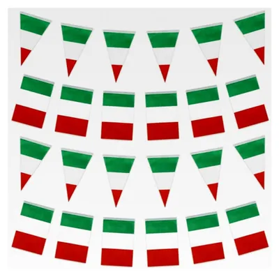 Produktbild von 2er Set Italienische Flaggen, Rechteckige und Dreieckige Wimpelkette zum Aufhängen, 60 Stück, 65 Fuß Italien-Flaggen für Innen- und Außenbereich, Banner für Nationalfeiertag und Partyddekoration