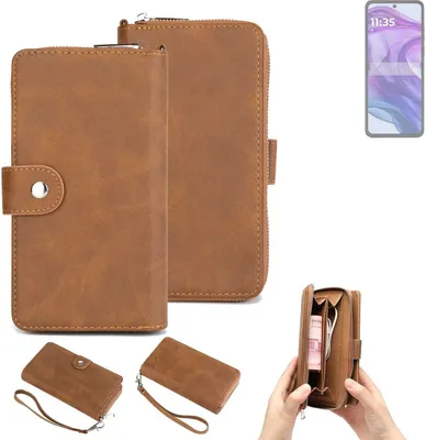 Produktbild von K-S-Trade Handyhülle Schutzhülle kompatibel mit Motorola Razr 50 Ultra & Portemonnee Tasche Handytasche Case Etui Geldbörse Wallet braun (1x)