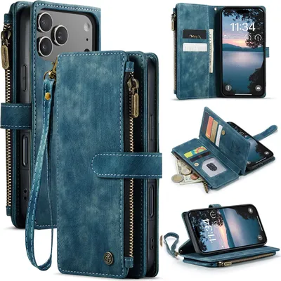 Produktbild von iPhone 17 Pro Hülle - CaseMe C30 Klapphülle mit Brieftasche - Blau