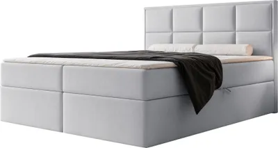Produktbild von Selsey Silensio – Boxspringbett 180x200, Bonellmatratze, Topper, Samt, hellgrau