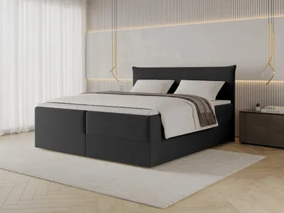 Produktbild von Chilly Möbel Design Bett Livora - Komfort Boxspringbett mit klarer Form, Matratze und Topper 140x200 cm / Bouclé / Schwarz