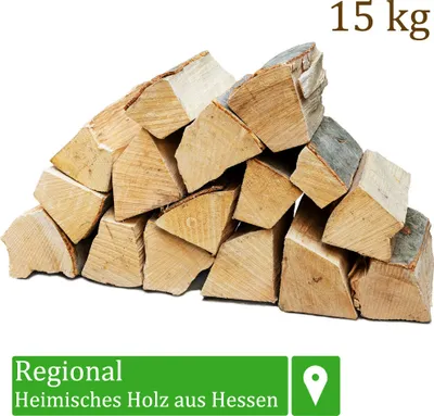 Produktbild von Brennholz Kaminholz Holz 15 kg Für Ofen und Kamin Kaminofen Feuerschale Grill Buche Feuerholz Buchenholz Holzscheite Wood 25 cm Flameup