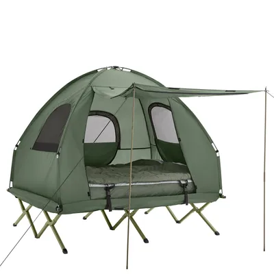 Obrázek produktu pro SoBuy OGS61-L-GR Kempinkový stan pro 2 osoby Patrový dvoulůžkový stan s přenosnou taškou Stan 4 v 1 Praktický zelený WD cca 193 x 145 x 185 cm