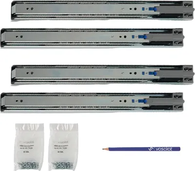 Produktbild von Schubladenschienen 350mm softclose Kugelführung - Vollauszug mit integrierter Dämpfung, 32-Systemlochung - 2 Paar
