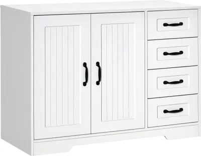Produktbild von HOMCOM Sideboard Beistellschrank mit 4 Schubladen, verstellbarem Einlegeboden