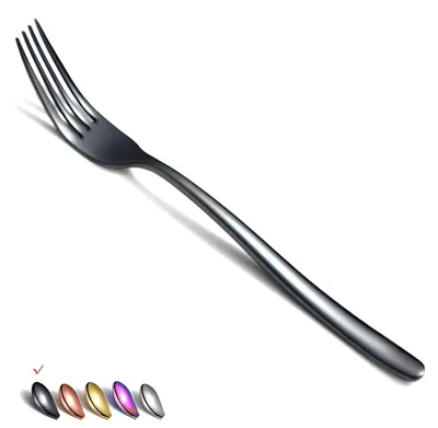 Image de Fourchettes noires, ensemble de couverts en acier inoxydable, 6 pièces