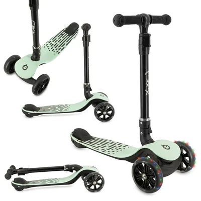 Produktbild von MoMi SAN 2-in-1 3-Rad-Kinderroller – höhenverstellbarer Lenker 60/66/72 cm, klappbar, LED-Räder, ABEC-7, Trittbremse, 2,7 kg
