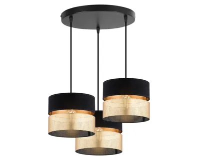 Produktbild von FKL DESIGN Home Deco Deckenlampe Deckenleuchte Schwarz 3-flammig E27 Kunststoff Lampenshirm Lampe aus Serie N450 (ER3)