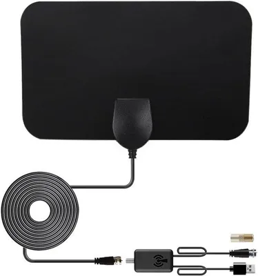 Immagine prodotto di Antenna TV digitale da 10 dBi per interni con adattatore F-F, portata 80 miglia, mini antenna per Smart TV 1080p