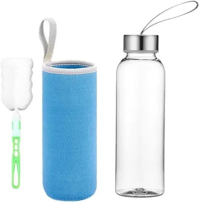 Produktbild von Blaue 750ml Glasflasche mit Nylonbeutel BPA-frei