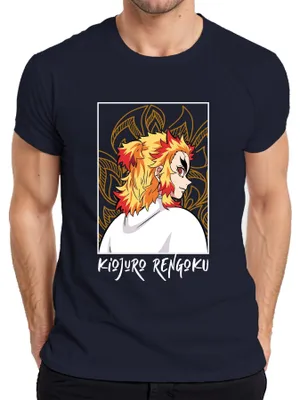 Produktbild von Kyojuro Rengoku Demon Slayer Flame Hashira Anime Geschenk Samurai Herren T-Shirt, Navy, M
