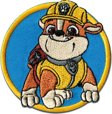 Obrázek produktu pro Comercial Mercera Paw Patrol Rubble Kids - nášivka, nažehlovací, nažehlovací, nášivka, nášivka, k nažehlení, velikost: 5,9 x 5,9 cm