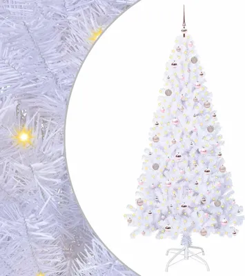Image de vidaXL Sapin de Noël artificiel blanc 210 cm PVC et acier