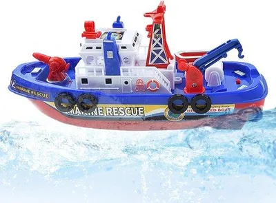 Imagen del producto de Barco de juguete para bomberos - Juguete acuático - Diversión en la bañera - Dispositivo de pulverización de agua automático - 27 cm - Rojo