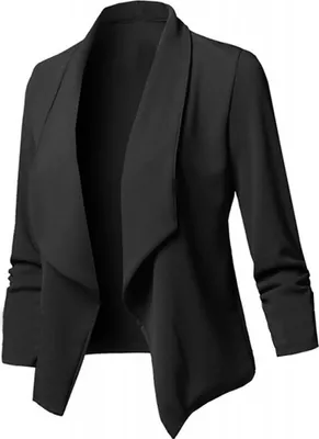 Obrázek produktu pro Dámský blejzr s 3/4 rukávy, business blejzr s klopovým límcem a ohrnutými rukávy, slim fit blejzr, elegantní, jednoduchý svrchní oděv, business bolerko (balení MOREWEG)