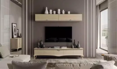 Produktbild von tv Ständer Wandregal Holztisch Wandregal Beige Klassisch Design Neu