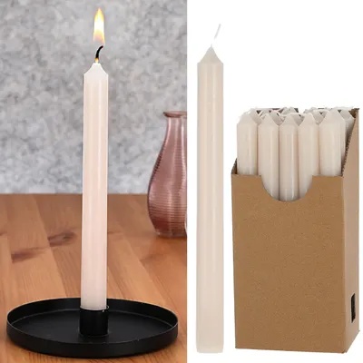 20er Set Staafkaarsen, 22 cm, Ø 2,1 cm, Paraffin, Weiß