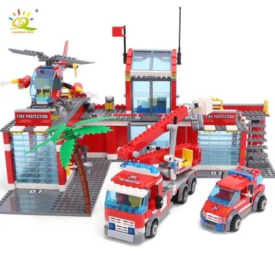 Produktbild von Bausteine Feuerwache 774 Teile mit Hubschrauber Feuerwehrauto