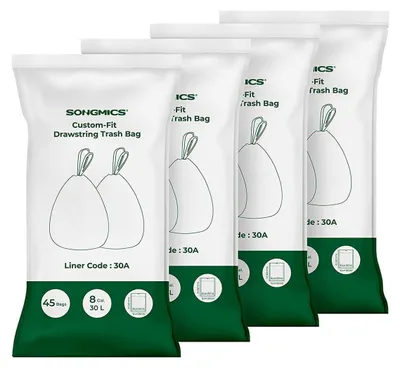 Image de Lot de 4 sacs de rangement en plastique blanc, réutilisables, d'une capacité de 30 litres, dimensions : 74 x 53 cm