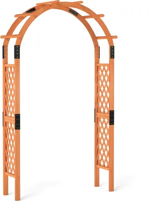 Obrázek produktu pro COSTWAY Rose arch zahradní oblouk pro popínavé rostliny, oblouková mřížka, mřížka na popínavé rostliny, poloviční oblouk z jedlového dřeva 132x45,5x235cm
