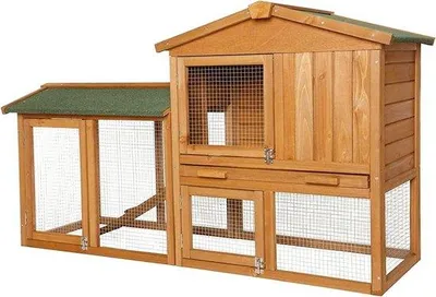 Productafbeelding van Dierenverblijf - Huisdierenhuis - Buitenverblijf Dieren - Twee Verdiepingen - 147 x 52 x 85 cm - Natuurlijk