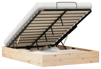Image de Cadre de lit ottoman avec rangement Naturel 135 x 190 cm