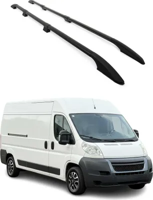 Image de 2006-2024 Fiat Ducato III Barres de toit longitudinales L3 H2 Alu Noir 2x