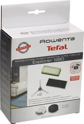 A product box for Rowenta Tefal Explorer S80 vacuum cleaner accessories.