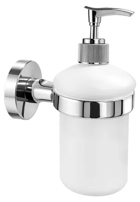 Imagen del producto de Dispensador de jabón de acero inoxidable con vidrio esmerilado y bomba de cromo